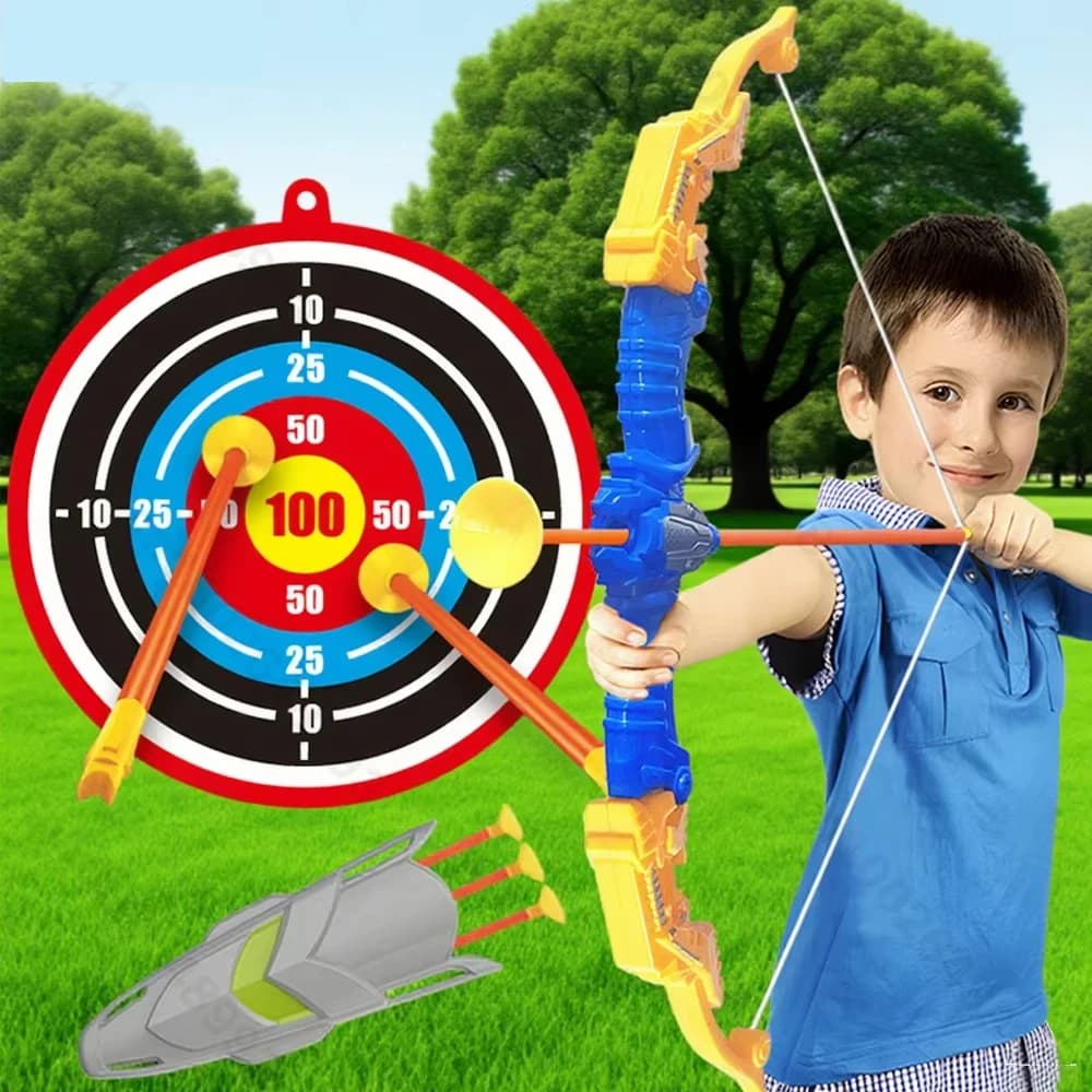 Set per tiro con l'arco per bambini Arco e freccia ricurvo per interni ed esterni per bambini Giocattolo per bambini di 3-12 anni Caccia Tiro Giocattolo Regali interattivi
