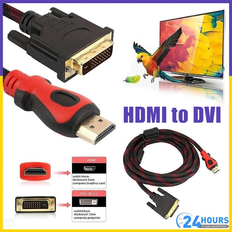 1.5M 2 Way Gold Plated HDMI to DVI 24+1 Cable DVI-D to HDMI Video Cable Bi-Directional Converter for Laptop PC Monitor