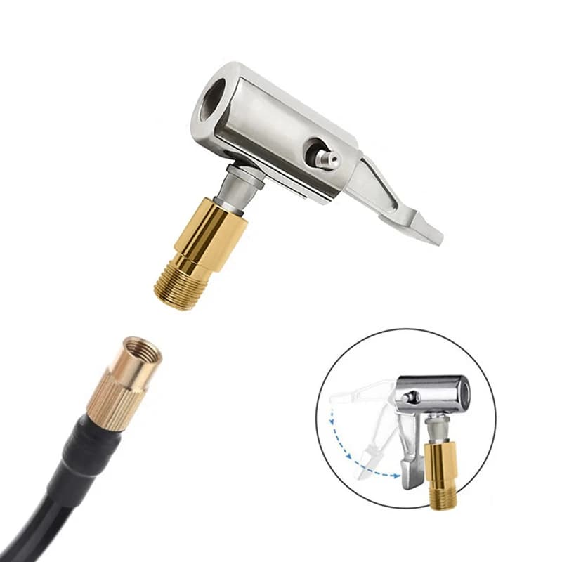 Portable Inflatable Pump for Auto Car Tire Air Chuck Compressor Tire Inflator Tire Chuck with Barb Connector for Hose Repair