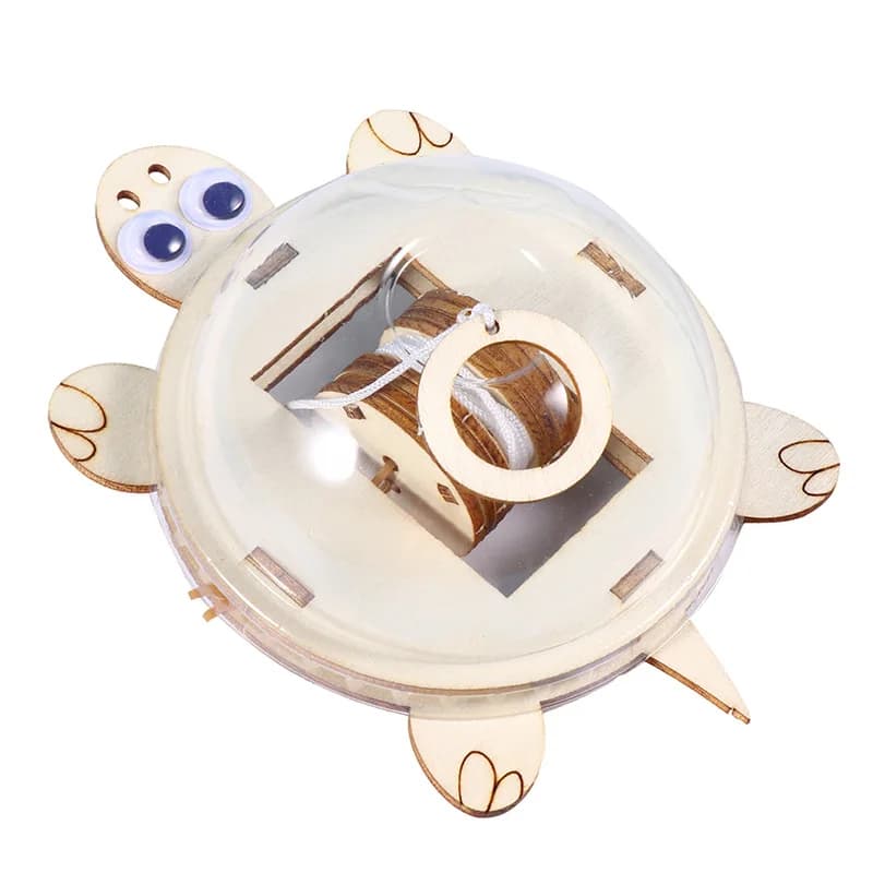 Tecnologia fatta a mano per bambini Piccola produzione Piccola invenzione Tirare il filo Tartaruga Fisica Piccolo set di esperimenti Teachi educativo