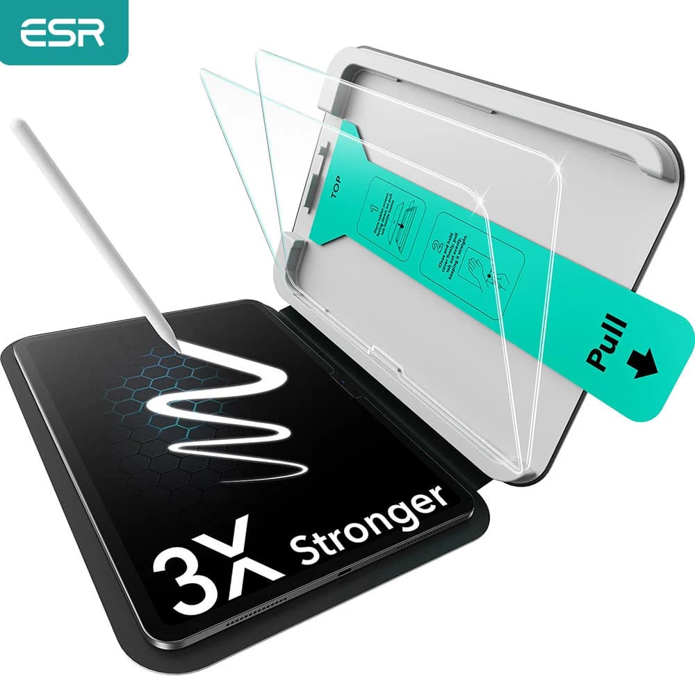 ESR Confezione da 2 pellicole protettive effetto carta per iPad 10a/11a generazione, pellicola in vetro temperato 9H per iPad Air 13/11 e iPad Pro 11/13