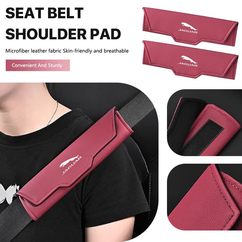 2PCS Car Seat Belt Cover Seatbelt Shoulder Starp Protector Pads For Jaguar XF XJ XE XK S-Type F-Type X-Type F-Pace I-Pace E-Pace