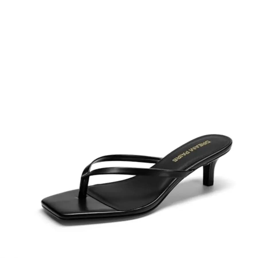 DREAM PAIRS Sandali da Donna con Tacco Basso, Punta Quadrata Aperta, Modello Infradito 1 Sandali con Tacco da Donna per le Vacanze Estive