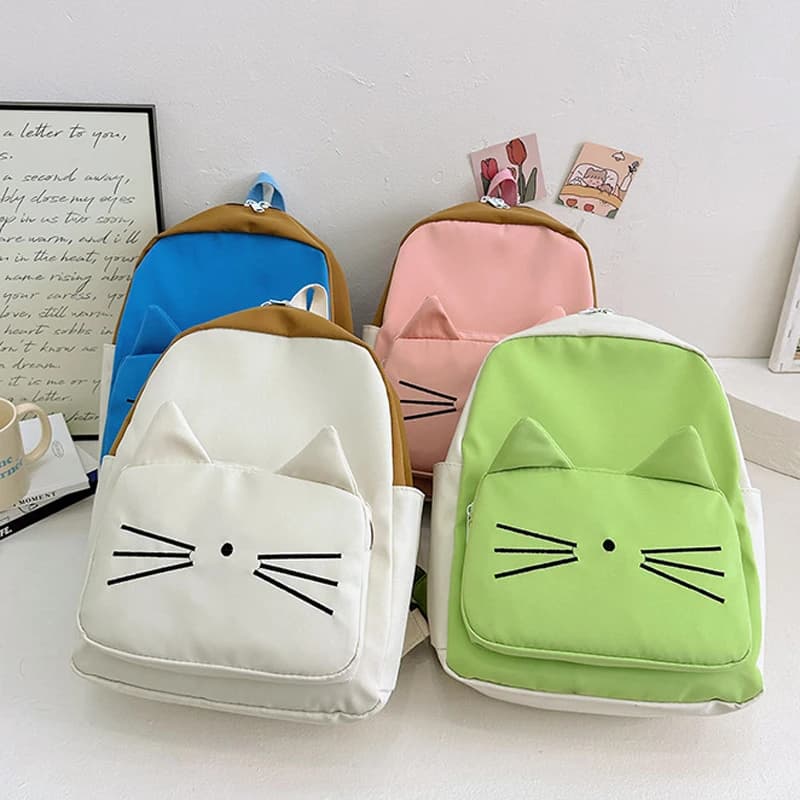 Borse da scuola per bambini Zaino per bambini per studenti della scuola materna Borsa da viaggio per bambini con gatto dei cartoni animati per ragazze dei ragazzi Regalo per bambini