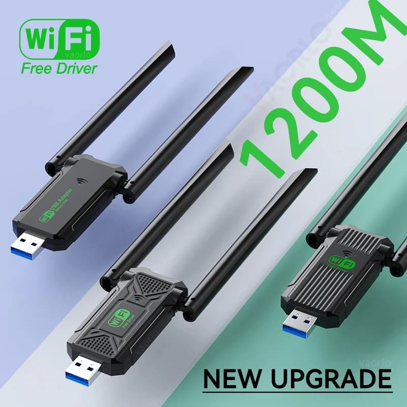 VAORLO Adattatore USB WiFi Dual Band 1200Mbps Ricevitore dongle Wi-Fi 2.4G+5Ghz USB3.0 Scheda di rete wireless 802.11AC ad alta velocità per PC/laptop Driver gratuito con antenna