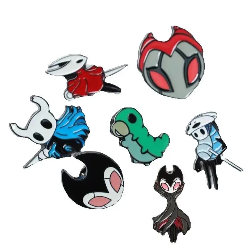 7pcs Hollow Knight Enamel Brooch Cool Character Pins Backpacks Clothing Hats Lapel Badges Fashion Jewelry Accessories Fans Gifts