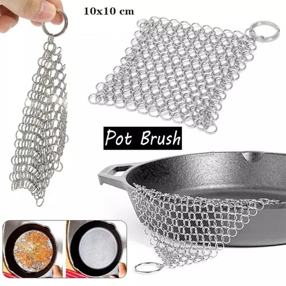 Pulitore in ghisa in acciaio inossidabile per catena, spazzola per posta, rete per padelle, pentole per la casa, utensili da cucina, accessori puliti