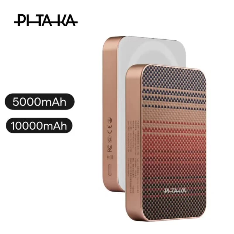 PITAKA Power Bank Magnetico 5000/10000mAh Ultra-sottile Portatile Magsafe Wireless 15W Ricarica Rapida in Fibra di Aramide per Telefono