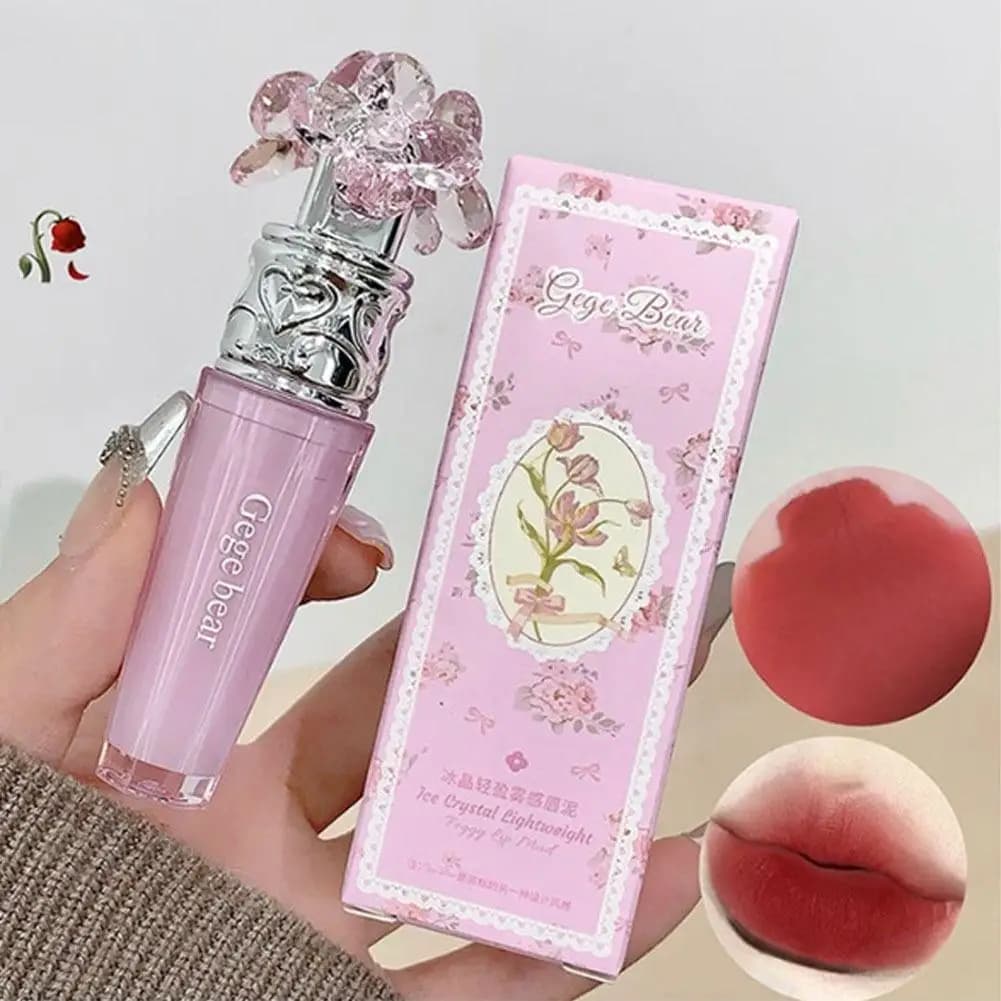 Sexy Lasting Ice Crystal Light Mist Lipstick Lightweight Velvet Matte Lip Mud Soft Color Rendering Moisturizing Smooth Lip Gloss