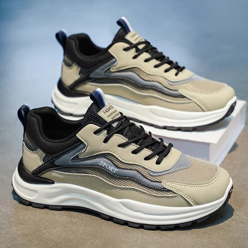 Scarpe da ginnastica estive da uomo con suola antiurto in mesh traspirante integrato, comode per camminare, correre e fare fitness