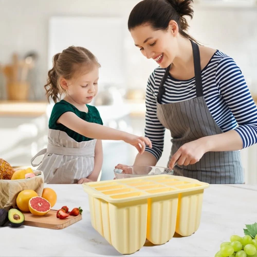 Stampi in Silicone per Gelato a 12 Scomparti, Antiaderenti e Riutilizzabili, con Coperchio, per Ghiaccioli Fai-da-Te, Accessori per Feste