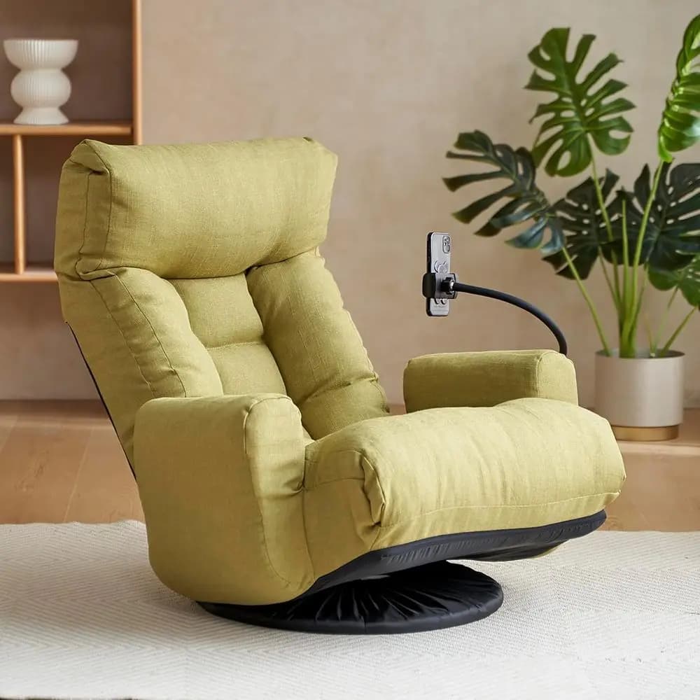 360 ° Sedia da Gaming Girevole in Lino con Comfort Regolabile, Braccioli, Portabicchieri, Cuscino Imbottito, Perfetta per Soggiorno o Camera da Letto