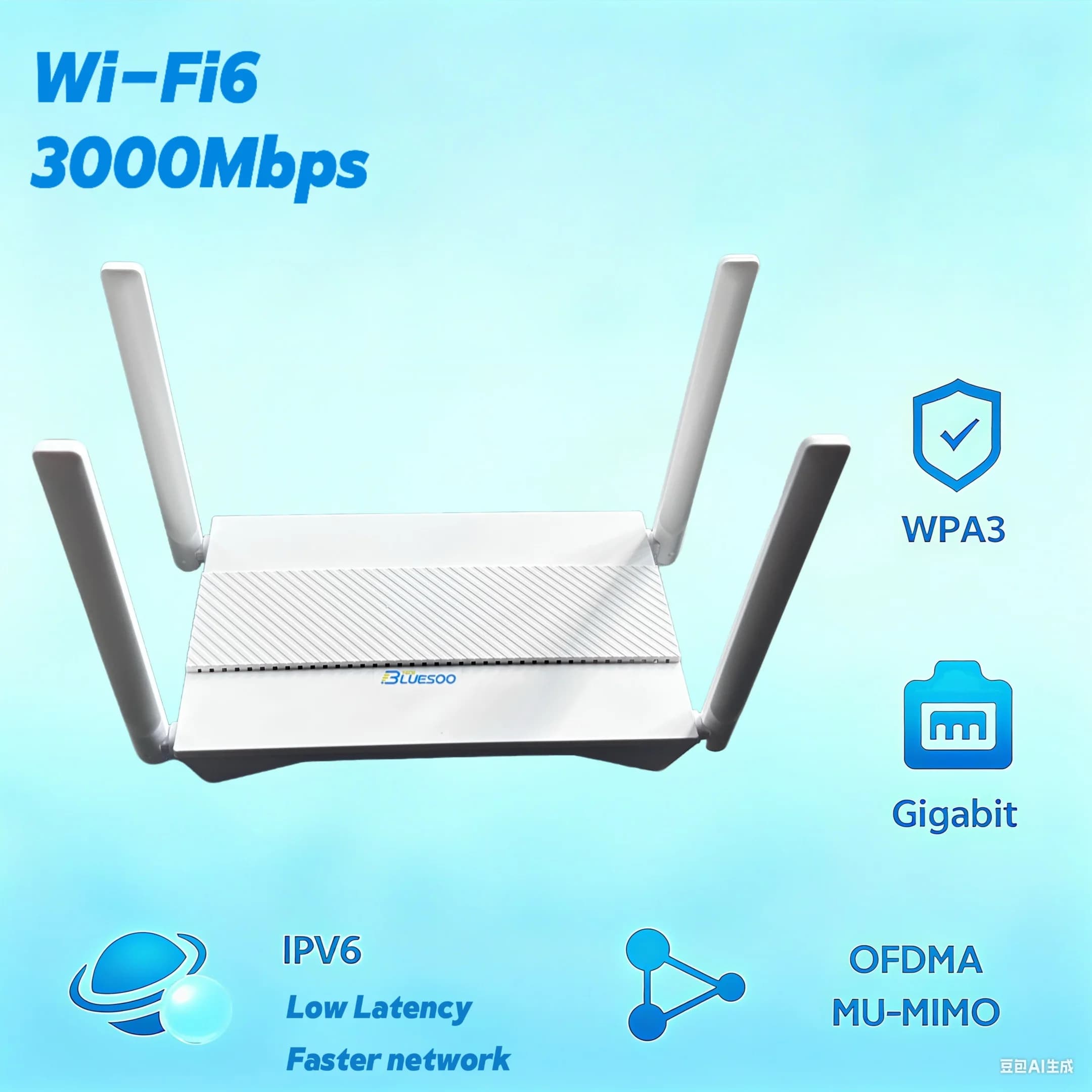 Router wireless AX3000 WiFi6 Mesh System - Router Wi-Fi 6 Mesh WR3000H Ampia gamma di segnale Range Extender Wifi per una casa migliorata