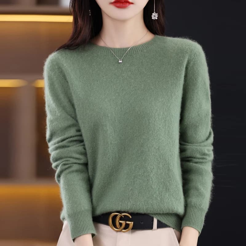 2025 Nuovo Cashmere Basic Top Manica lunga Donna O-Collo Maglione lavorato a maglia 100% pura lana merino Pullover Abbigliamento Maglieria traf
