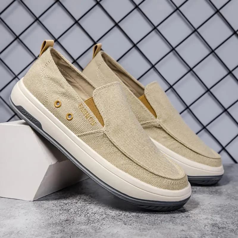 Mocassini da uomo in tela traspirante, scarpe casual leggere con suola morbida antiscivolo