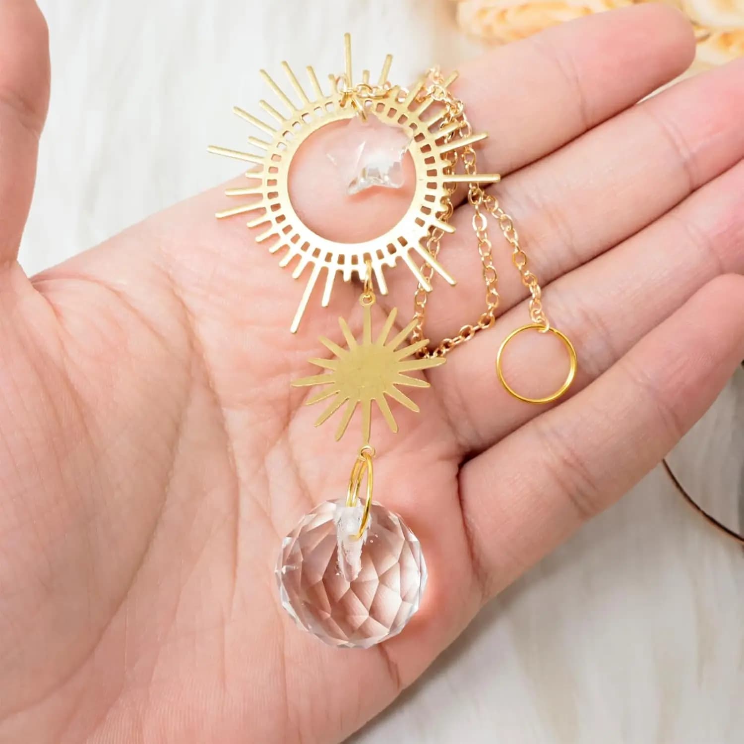 1PC Crystal Suncatcher Hanging Prism Ball Pendant Dream Catcher Stones Rainbow Maker For Window Car Inerior Decoration