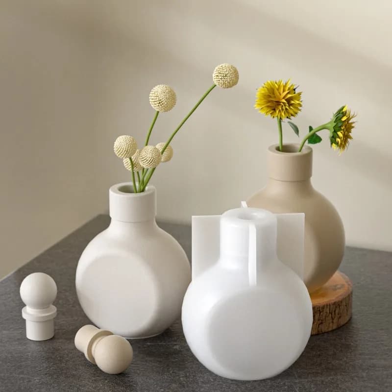 Stampo in Silicone Fai-da-Te per Bottiglia di Profumo, Vaso, Resina Epossidica, Portacandele, Stampi per Artigianato in Cemento e Gesso