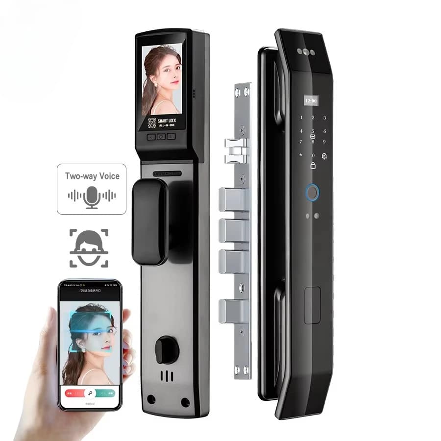 Serratura intelligente digitale completamente automatica con telecamera Wi-Fi Riconoscimento facciale Ai e impronta digitale biometrica Prezzo del produttore