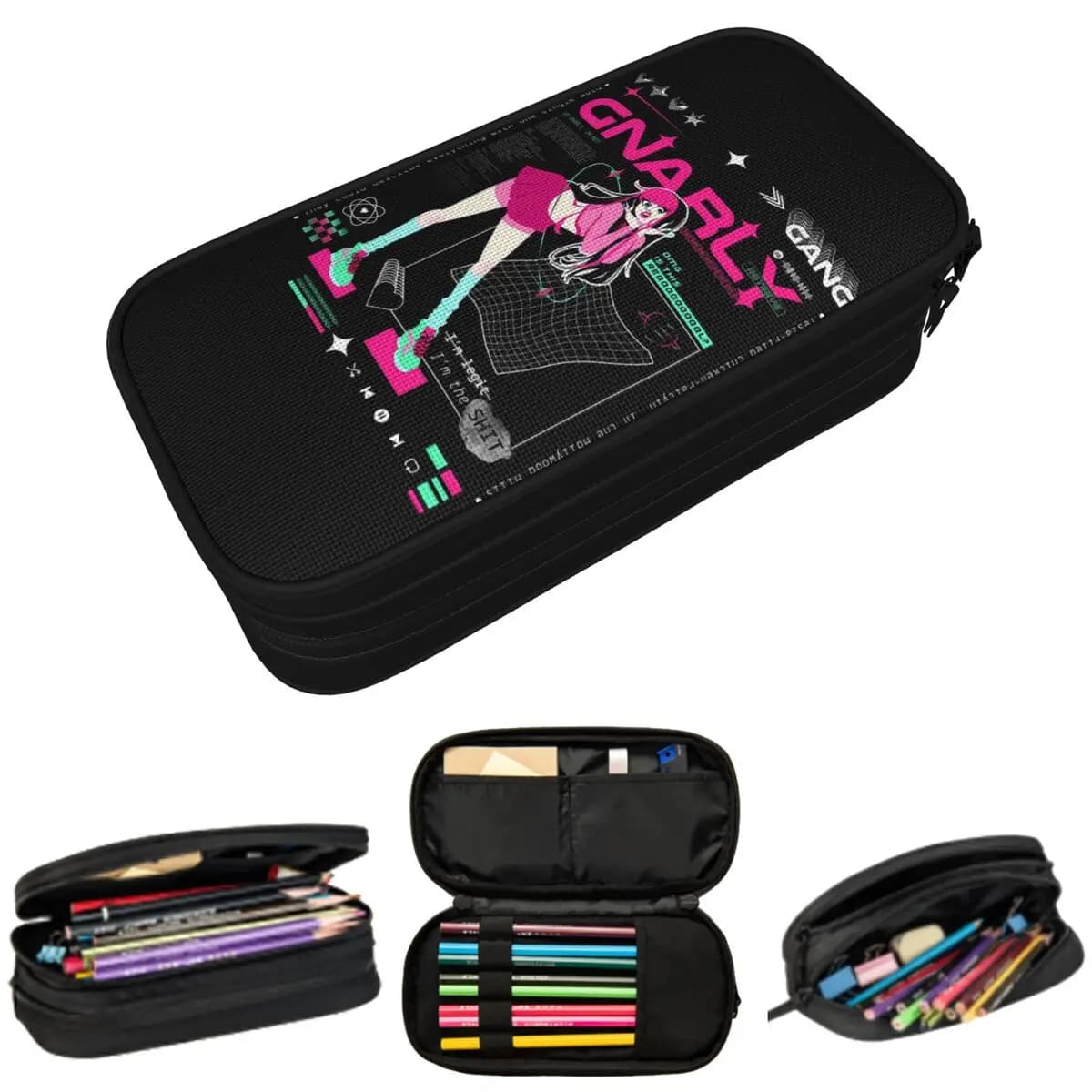 Astuccio con logo Katseye Gnarly per bambini, regali, scatola per penne, borsa per matite, articoli di cancelleria, borsa porta penne