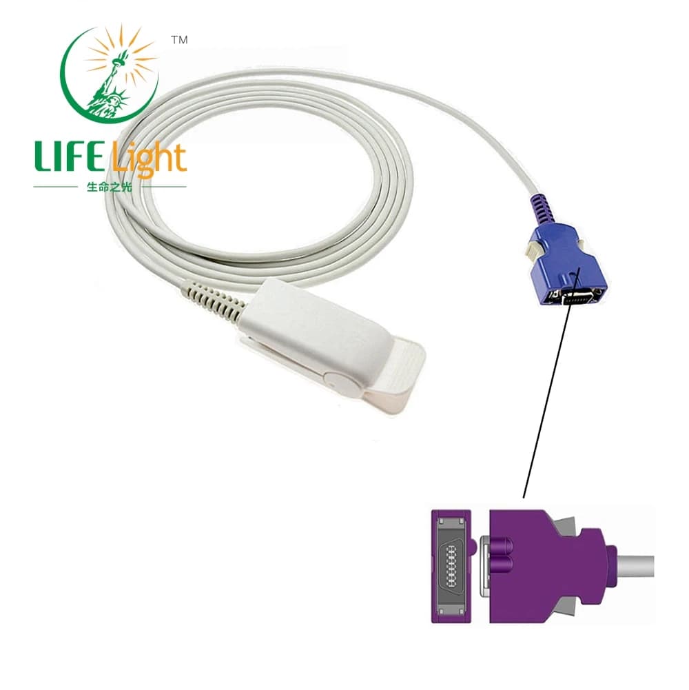 Monitor OXIMAX Nelcor N595 compatible. Reusable Connector for Blood Oxygen with Spo2 Probe Sensor, Spo2 Sensor Cable for Pulsoxmeter
