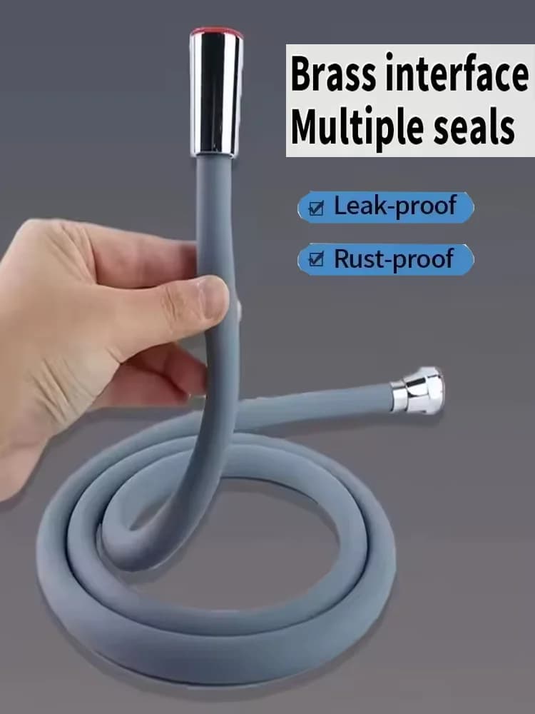 New 1.5/2/3M Silicone Shower Head Silicone Hose Anti-Flat Flexible Shower Hose High Pressure Powerful Shower Hose Bathroom Faucet Accessories