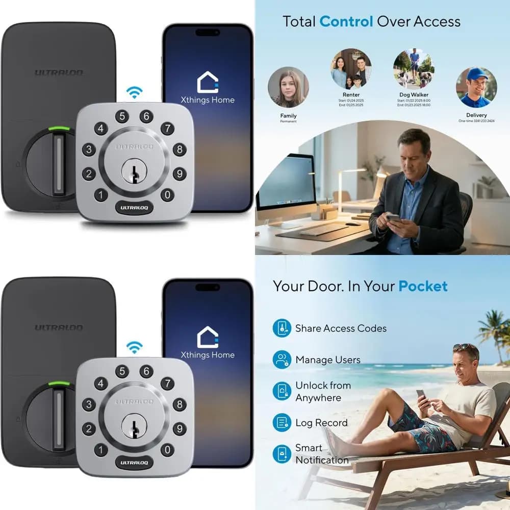 Serratura Intelligente Wi-Fi con Tastierino, Controllo Remoto, Sblocco tramite App, Chiusura Automatica e Condivisione Accessi