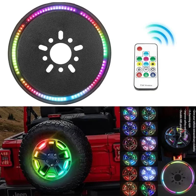 14'''' Stop LED RGB Light for Wheel of Sliding with Remote Control, Third Light Ring Rear for Jeep Jl 2018 Jk 2007- 2017