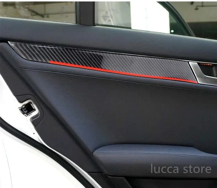 For Mercedes C Class W204 Interior Decoration Moulding Carbon Fiber Seat Adjust Button Decals Car Sticker Door Panel Trim Strips