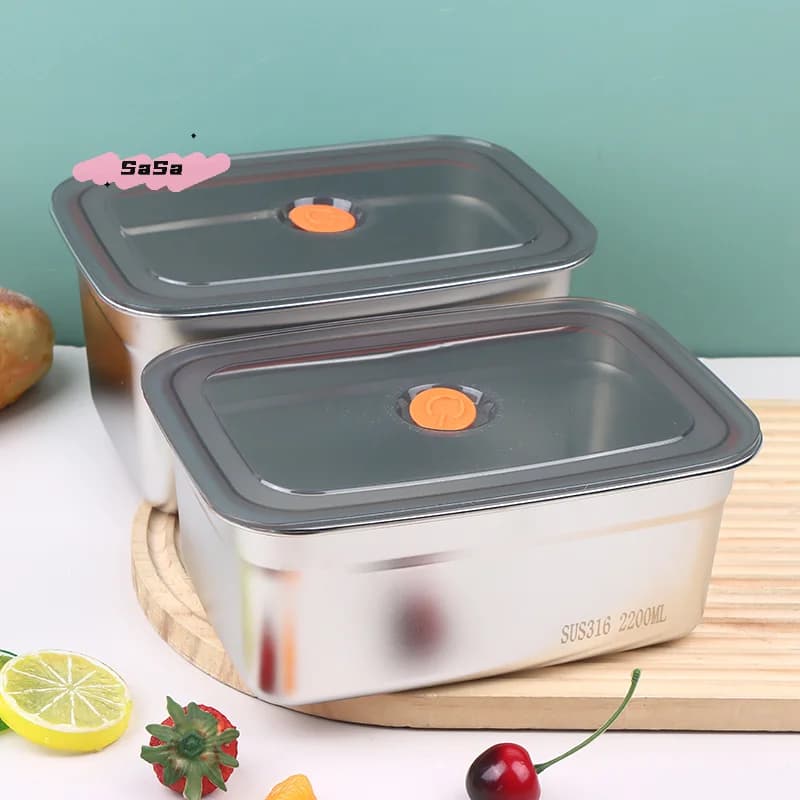 Contenitore per Pranzo in Acciaio Inox 316 a Prova di Perdite, Scatola Sigillata per Campeggio, Contenitore per Frutta con Conservazione della Freschezza per Frigoriferi Domestici