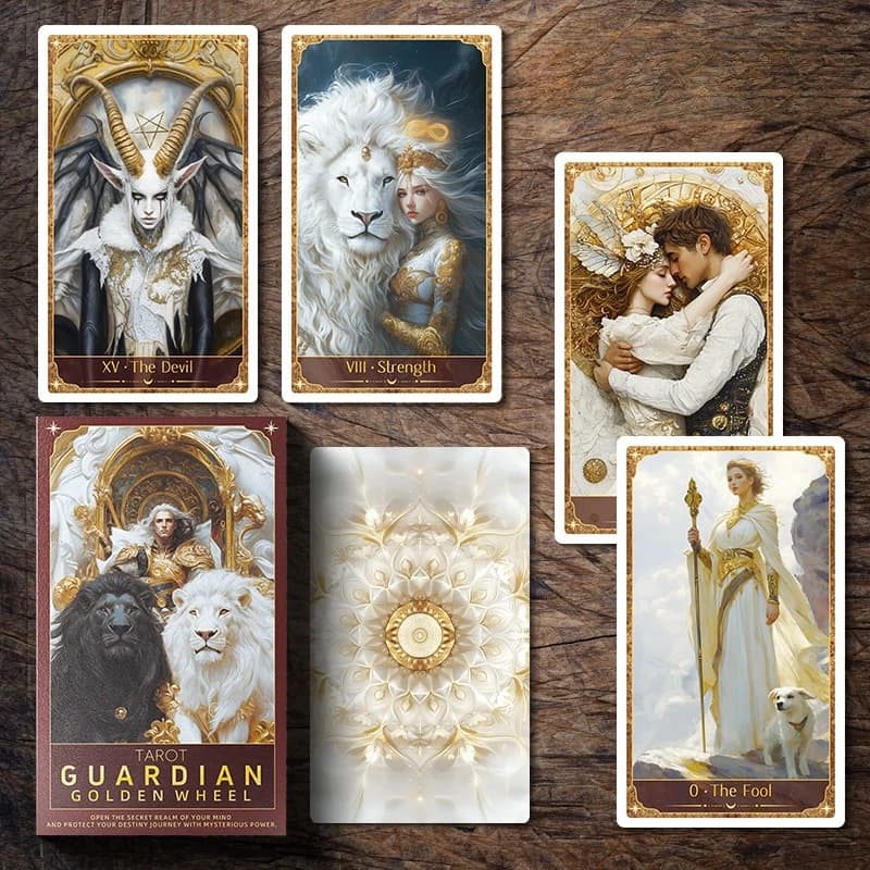 Tarocchi Guardian Golden Wheel 2025 per Principianti, Carte Premium Originali 12x7cm, Design Originale di Alta Qualità con Guida PDF