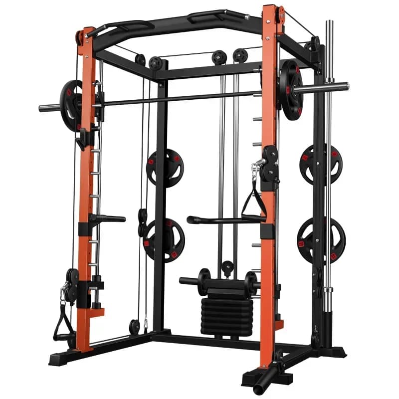 Attrezzatura multifunzionale per palestra domestica Machine Dinuo, rack per squat, barra per trazioni, carrucola a cavo, Smith Machine