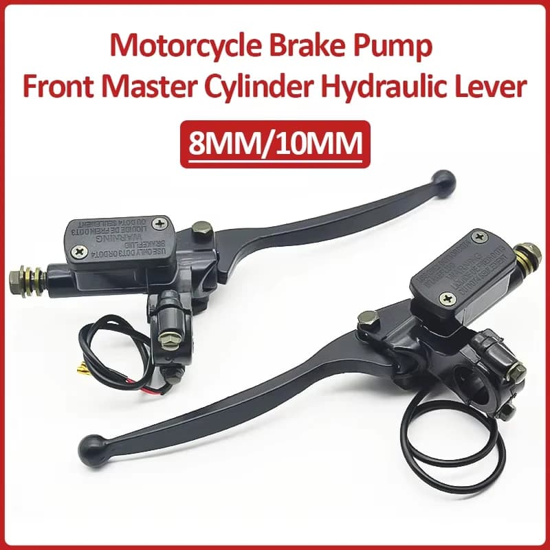 Pompa Freno Moto Anteriore, Cilindro Maestro Idraulico con Leva 8MM/10MM in Lega di Alluminio per ATV, Scooter Elettrico, Moto da Cross/Pit Bike