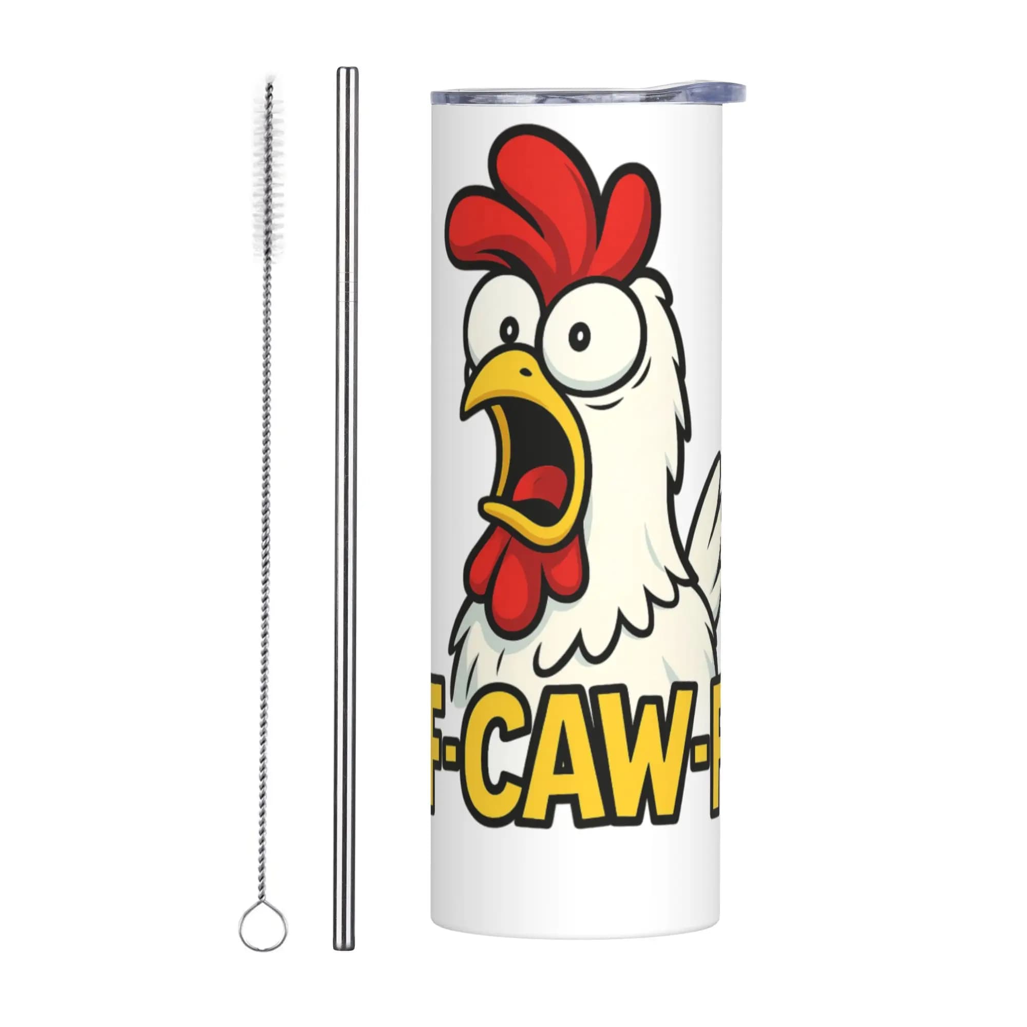 Lustiges Cartoon Huhner Meme F-Caw-F Funny Chicken FCAWF Vacuum Tumbler Insulated Double Wall Mug Tags Car Bottle Cups 20oz