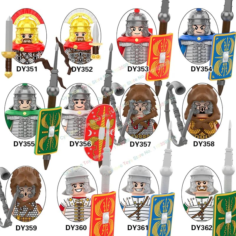 Cavaliere militare medievale Legione Hoplite Centurione Soldato Guerra romana Building Blocks Armi Accessori Giocattoli per bambini DY351-362