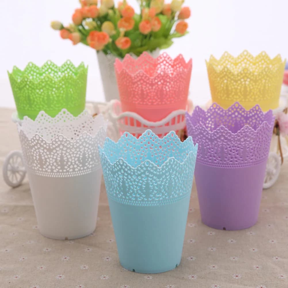 1 pz vasi da fiori in resina plastica piccola corona vaso organizzare cosmetici porta cancelleria cesto vuoto accessori da giardino