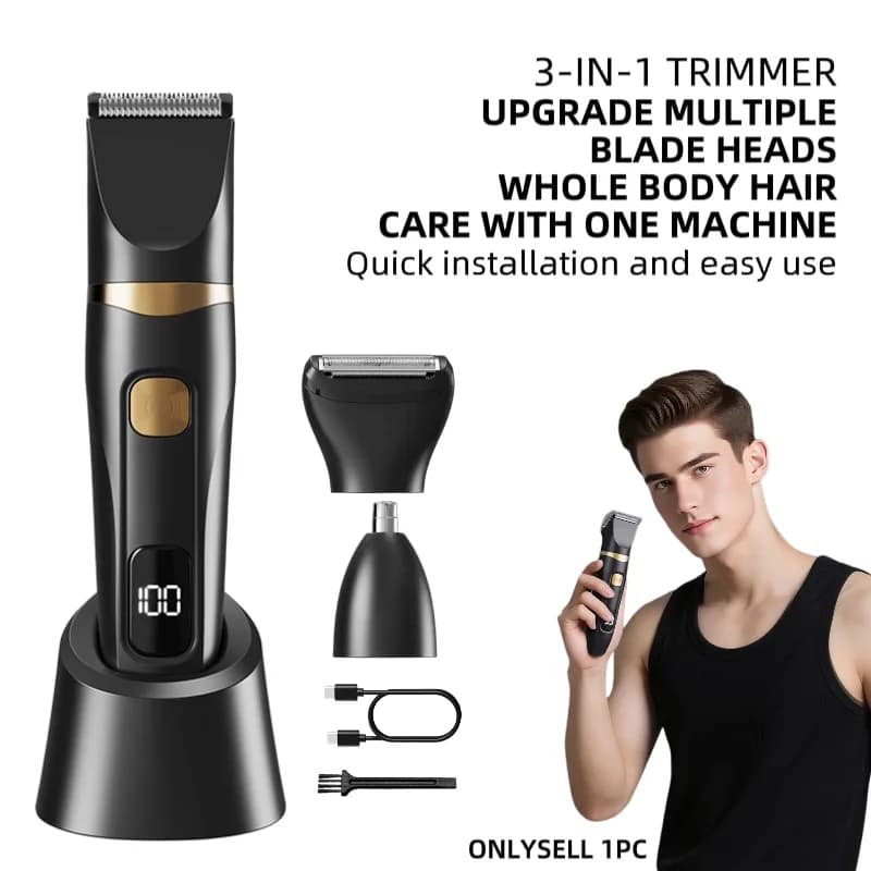 Men 3 In 1 Electric Grooming Set USB Charging Hair Clipper Beard Shaver Nose Ear Trimmer Portable Shaving Tool Gift