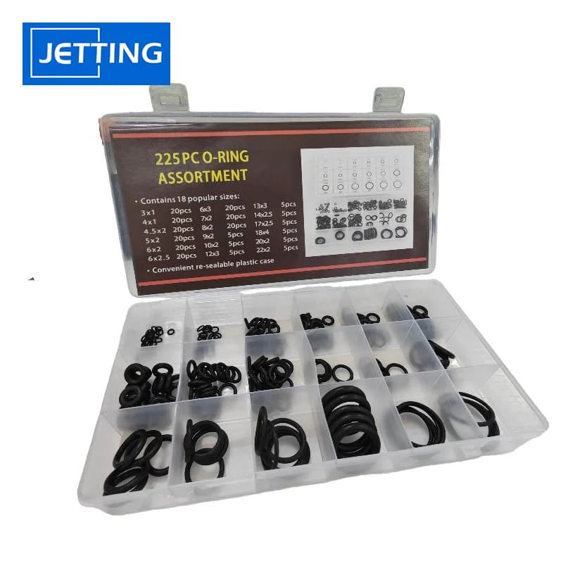 O-Ring set in rubber of 225/675 Pieces, 18 Measures, for Repairs in Automotive, Taps, Washers and Hydraulic Systems