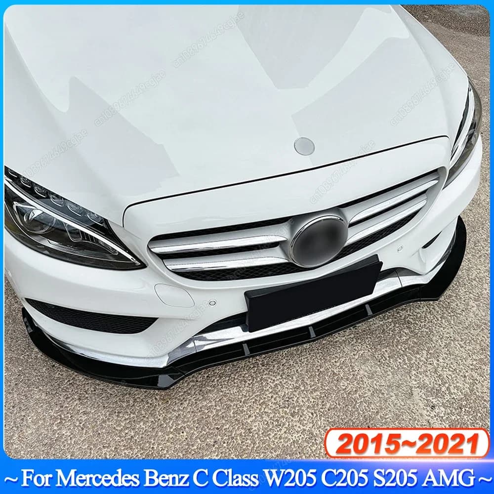 3Pcs Front Bumper Lip Splitter Diffuser For Mercedes C Class W205 C205 S205 C160 C200 C180 C300 C400 C450 AMG 2015-2021 Body Kit