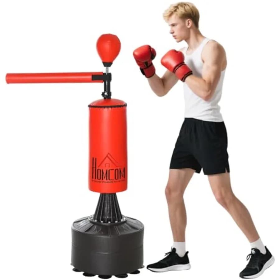 Carrying Boxing Bag with Fast Ball, Gymnastics Bar for Training and Gloves, Weighted Base