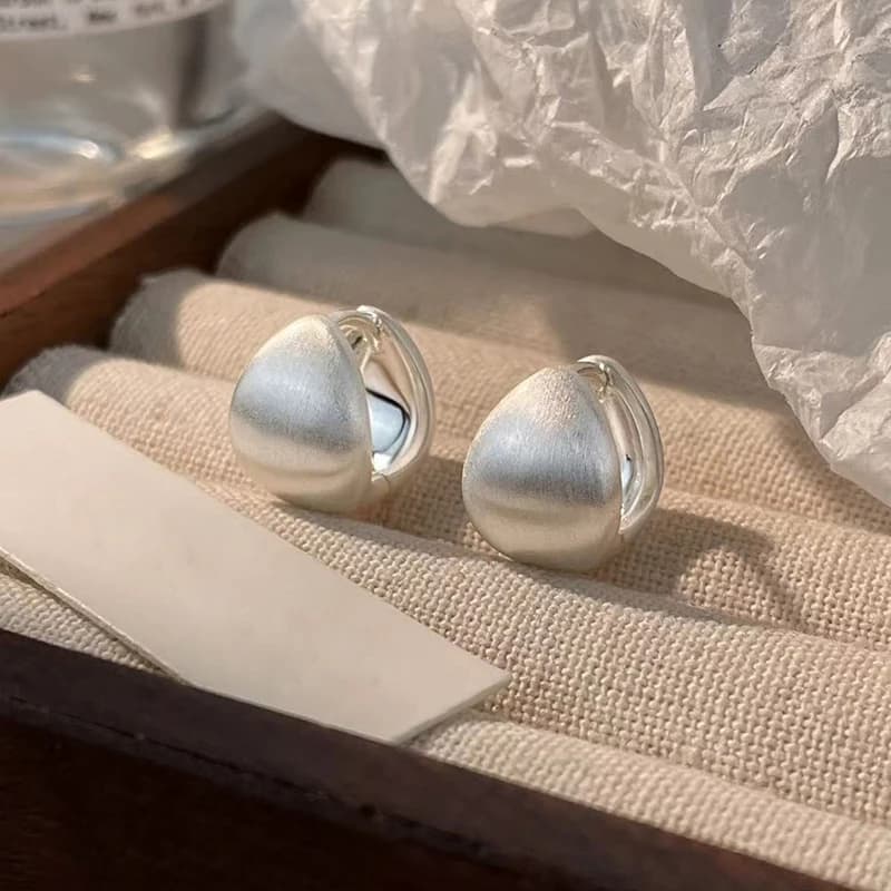 Silver Color Brushed Hoop Earrings for Charming Women Fashion Jewelry Irregular Classic Minimalist Accessories