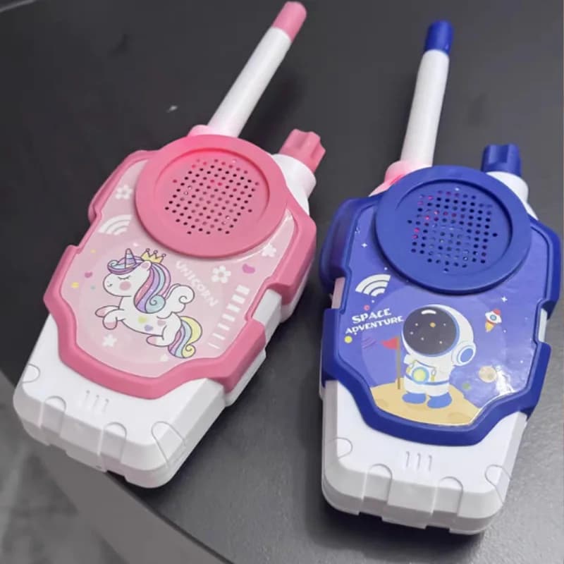 Walkie Talkie per Bambini, Confezione da 2, Giocattolo Educativo Wireless per Genitori e Figli, Regalo di Compleanno per Ragazze con Design Unicorno Astronauta