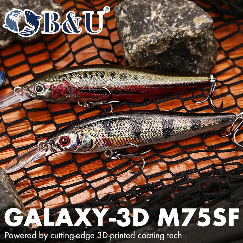 B&U Esca da pesca Max 2.0m Lento Galleggiante Minnow Esploratori SHAD Esca dura a lancio lungo per luccio Pesce persico Chub Jerkbait