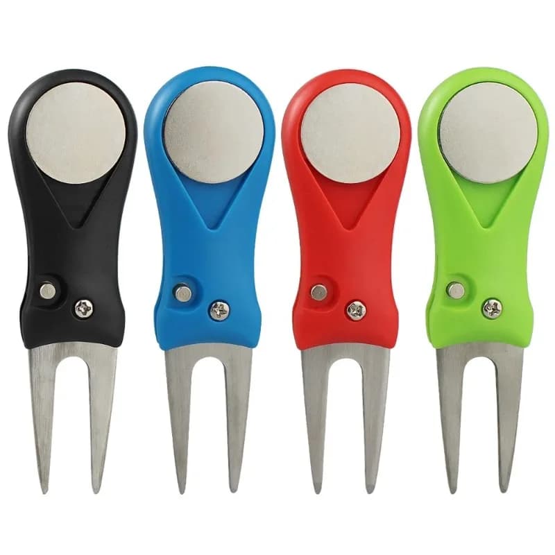 Versatile strumento Divot da golf leggero con indicatore magnetico a sfera, testa per scanalature, forcone retrattile, accessori da golf neri