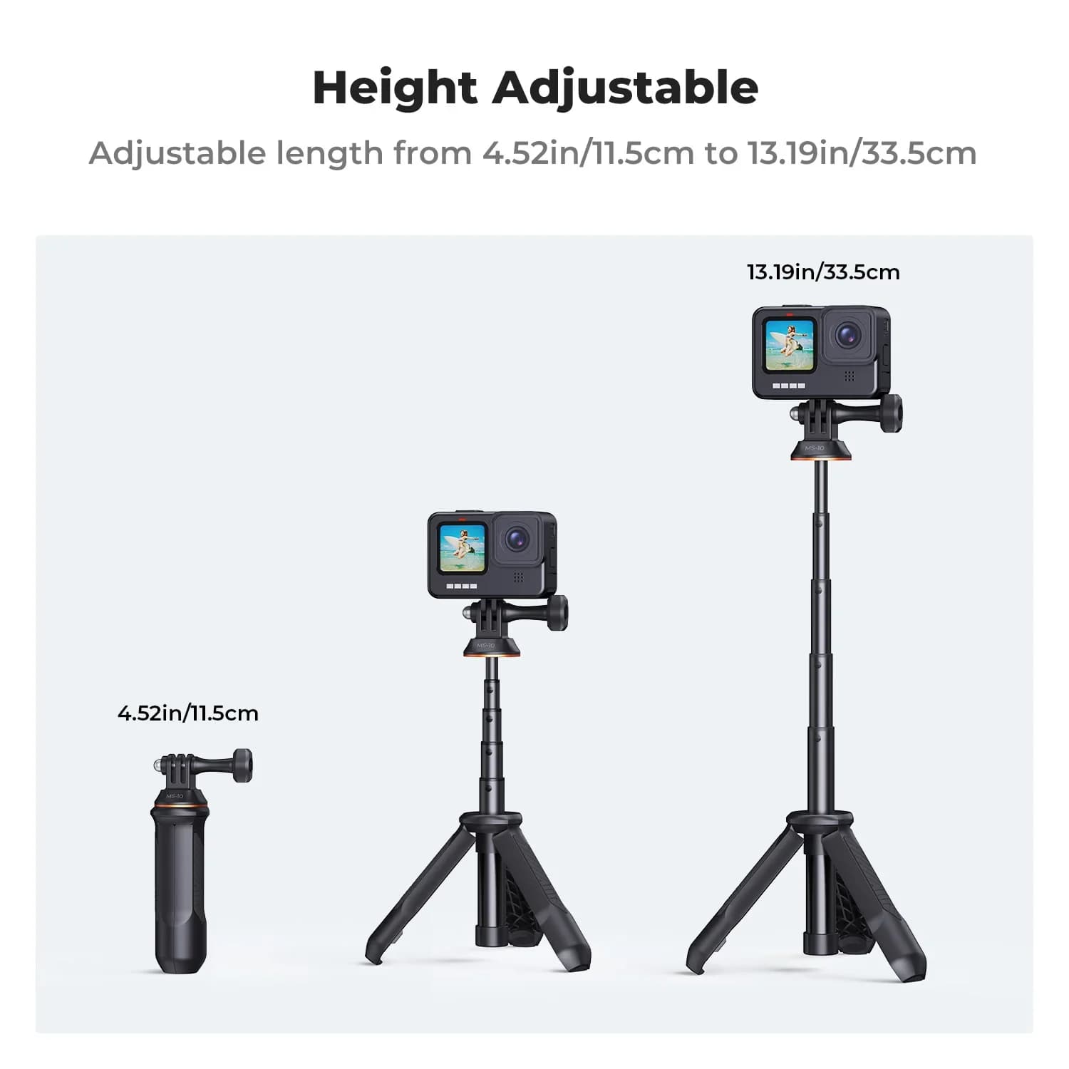 K&F CONCEPT MS10 13 inch 33 cm Supports for Action Camera Selfie Auction and Desk Support for DJI Osmo Action 5 Pro 4 3 GoPro HERO Insta 360