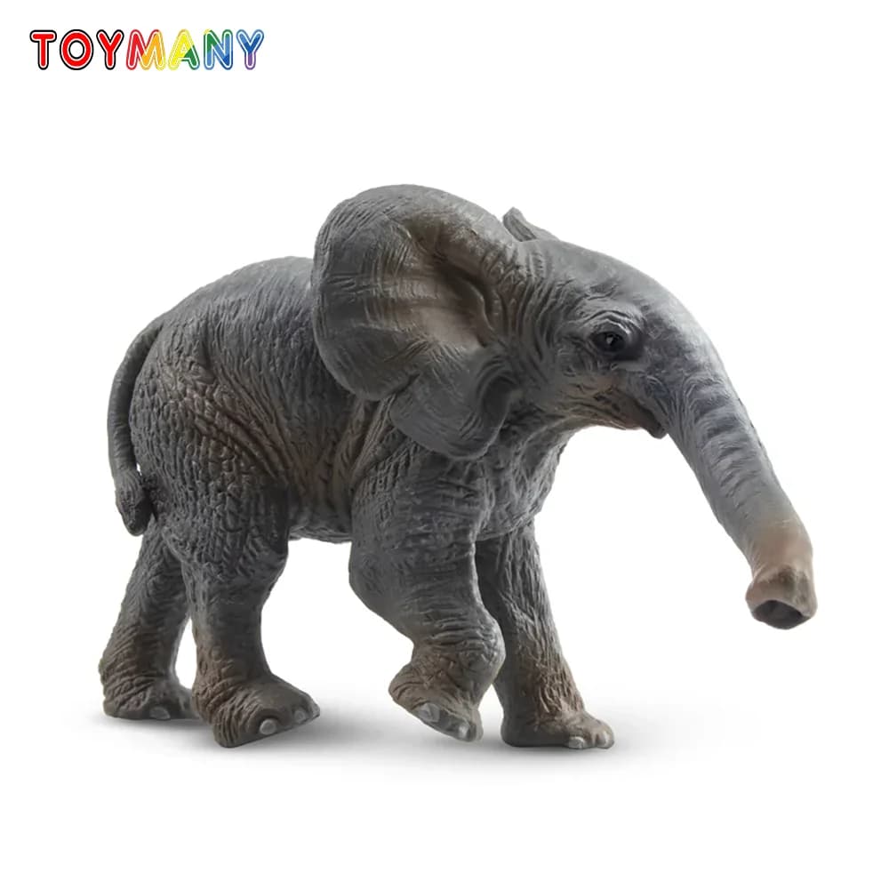Toymany Simulazione Elefante Vitello Fauna Selvatica Modello Animale Giocattolo Mini Figure Bambole Action Figurine Giocattoli Regalo per Bambini Torta Decora