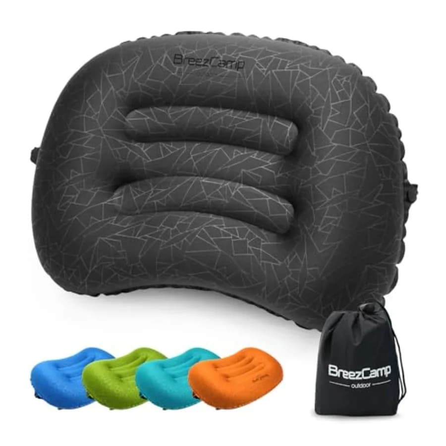 Cuscino Gonfiabile da Campeggio, Cuscino ad Aria per Viaggio, Supporto per Collo e Lombare, Ultraleggero e Compatto per Escursionismo e Backpacking