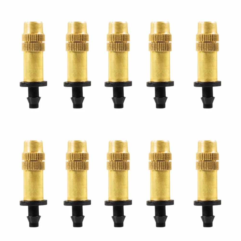 10 Pieces Ugelli Nebulizers Adjustable Brass for Garden Irrigation, Atomizing Design, for 4/7mm Pipes