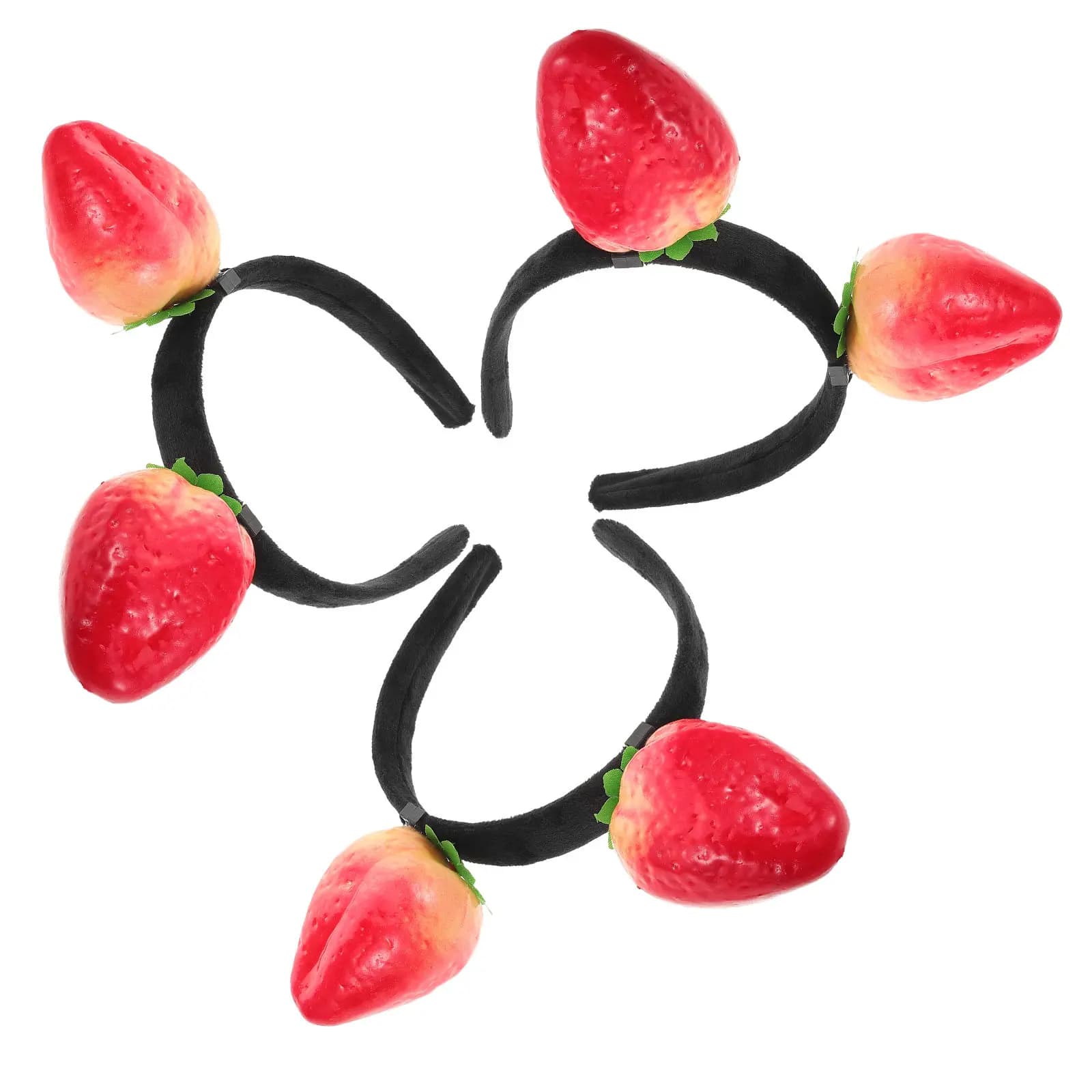 3Pcs Funny Strawberry Headband Fruit Themed Novelty Hair Hoop for Halloween Costume Carnival Theme Party Dress Up Fake Food Hair
