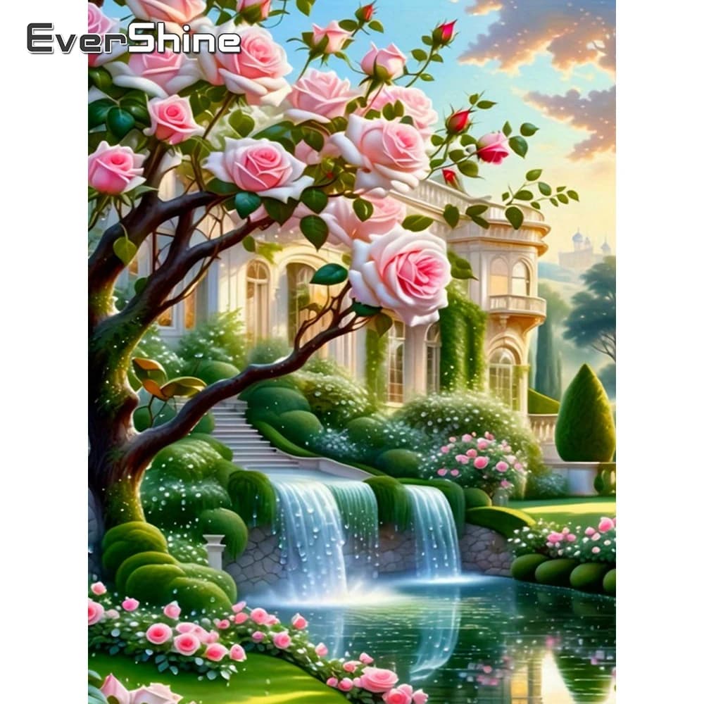 EverShine Pittura Diamante Paesaggio Strass Immagine Mosaico Rosa Ricamo Casa Punto Croce Kit Decorazione Della Casa