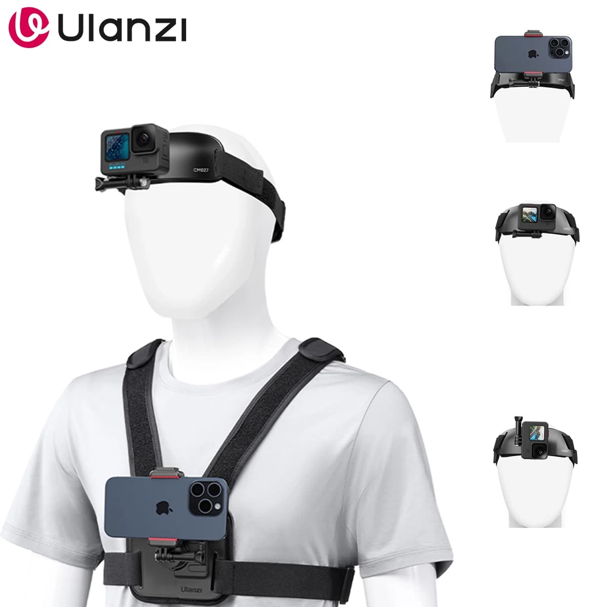 Ulanzi CM027 Chest Head Strap Mount Belt Phone For iPhone 15 14 Gopro insta360 x3 dji osmo Pocket 3 Action Camera Accessories